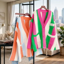Load image into Gallery viewer, Striped longsleeves Cable Knit Sweater - lifestyle