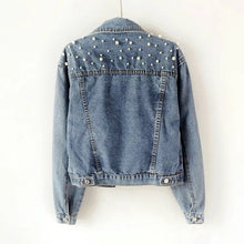 Load image into Gallery viewer, Pearl studded Boyfriend Jean Jacket