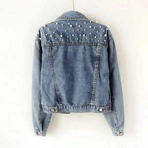 Pearl studded Boyfriend Jean Jacket