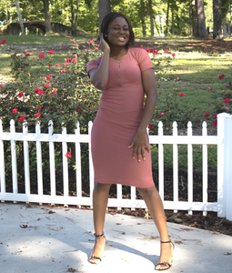 Short Sleeves Bodycon Midi Dress