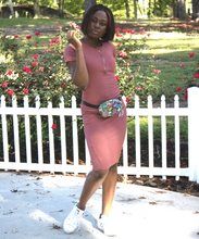 Load image into Gallery viewer, Short Sleeves Bodycon Midi Dress