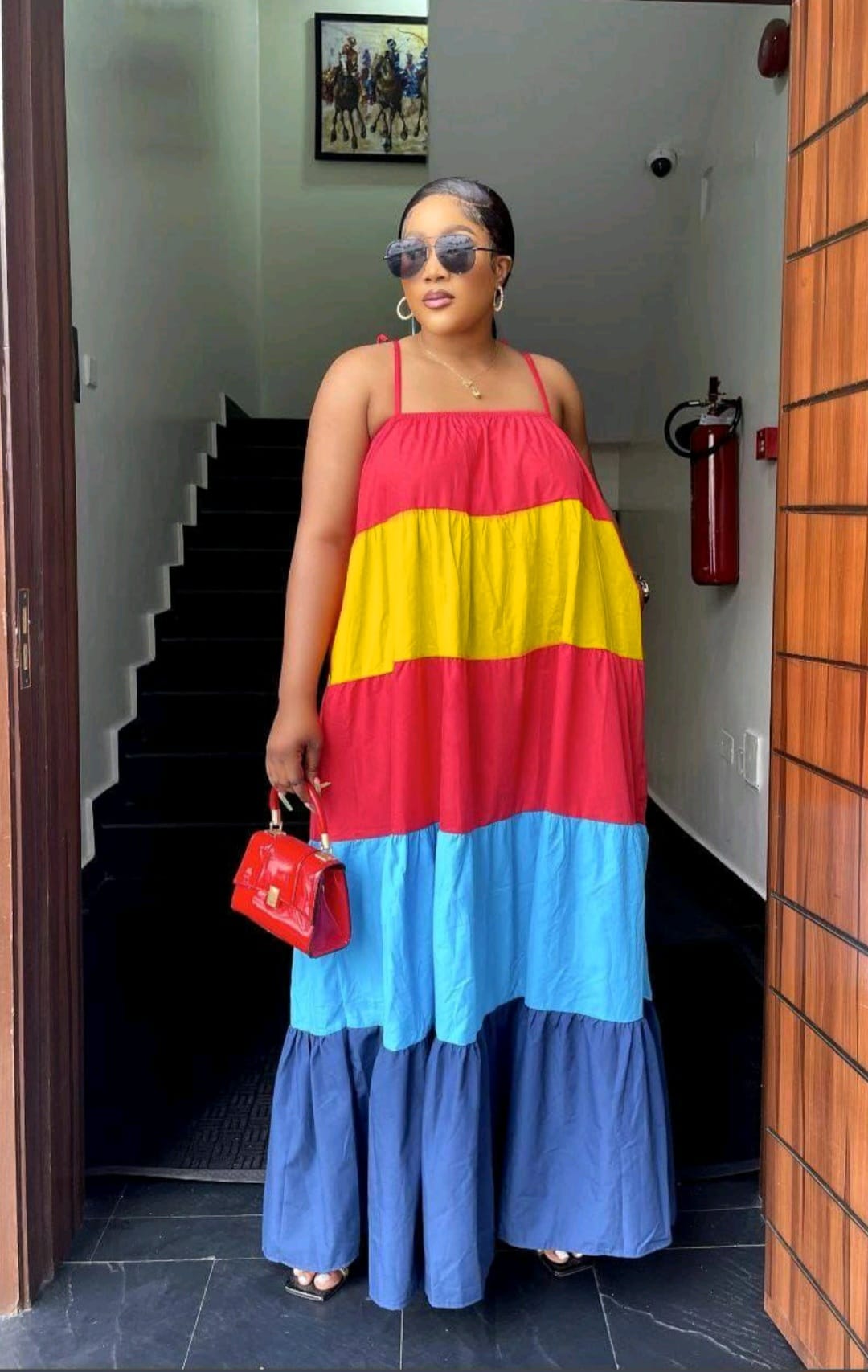 Multi Color Spaghetti strap oversized Maxi Dress Zurchi Luxury Multi Color Spaghetti strap oversized Maxi Dress Zurchi Luxury