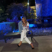 Load image into Gallery viewer, Pearl studded Boyfriend Jean Jacket
