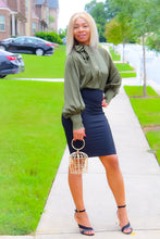 Load image into Gallery viewer, Silk Lantern Sleeve Blouse