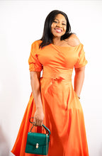 Load image into Gallery viewer, Short Sleeves off shoulder A-line Dress