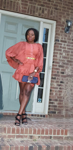 Trumpet sleeve mini dress