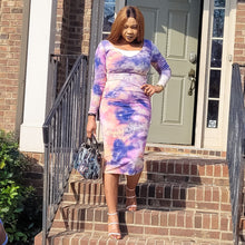 Load image into Gallery viewer, Tie Dye Long Sleeves Bodycon Midi Dress