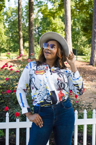 White print long sleeves shirt