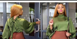 Silk Lantern Sleeve Blouse