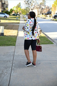 Ace of Spades Three Quarter Sleeves Print Blazer