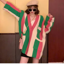 Load image into Gallery viewer, Striped longsleeves Cable Knit Sweater
