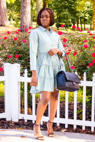 3 Quarter  Sleeve 3 step Skater Mini Dress